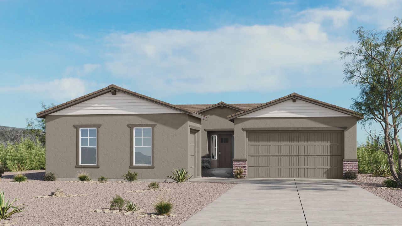 Representative exterior photo of a completed home built from the Cascade by Taylor Morrison in Saddleback, Peoria, AZ (Image 2). Representative exterior photo of a completed home built from the Cascade by Taylor Morrison in Saddleback, Peoria, AZ (Image 2).