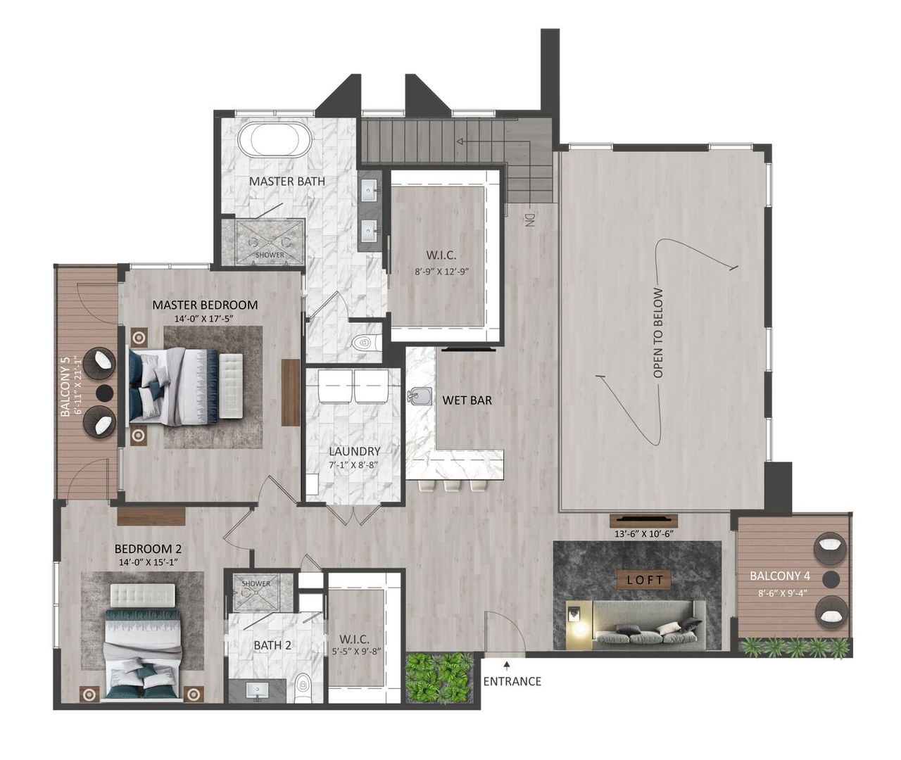 2D floor plan layout for the The Penthouse by Lorient Homes in The Willow, Durham, NC (Image 2). 2D floor plan layout for the The Penthouse by Lorient Homes in The Willow, Durham, NC (Image 2).