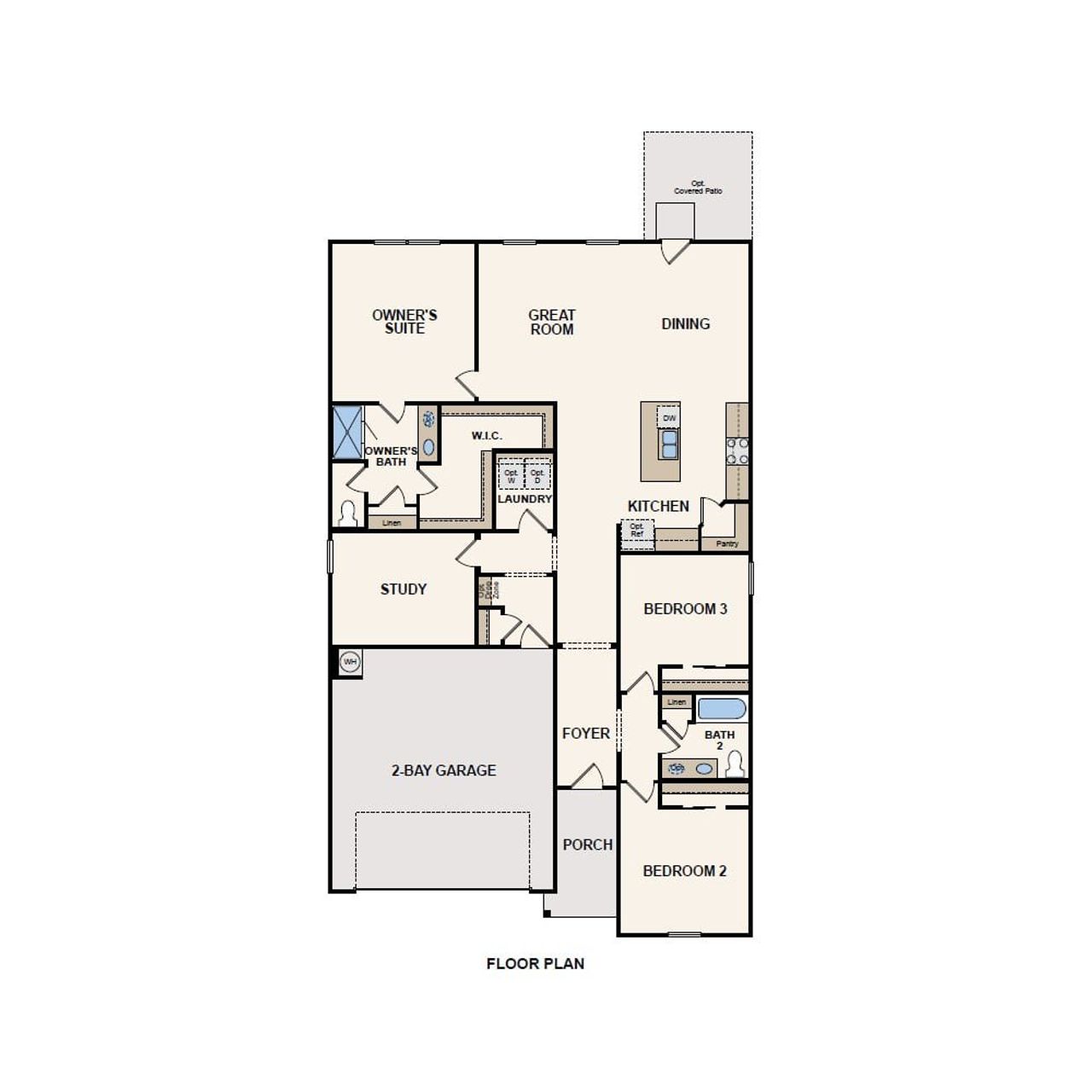 2D floor plan layout for the Travis by Century Communities in Sanford Farms, Waller, TX (Image 2).
