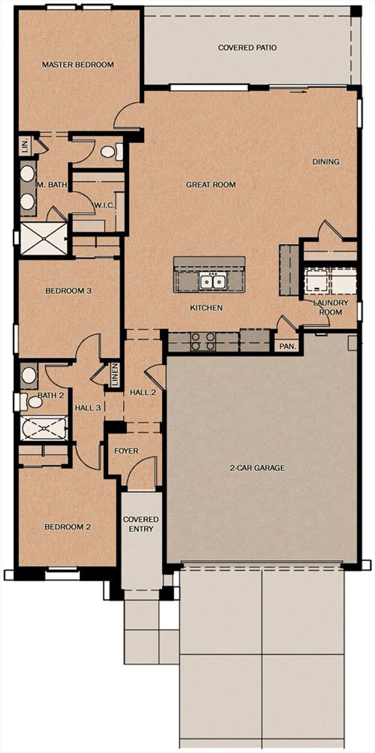 2D floor plan layout of this home in Redwood Valley at Acclaim, Avondale, AZ (Image 2).