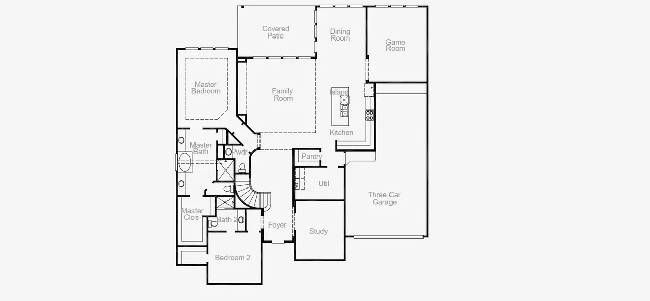 2D floor plan layout of this home in Lariat, Liberty Hill, TX (Image 2).