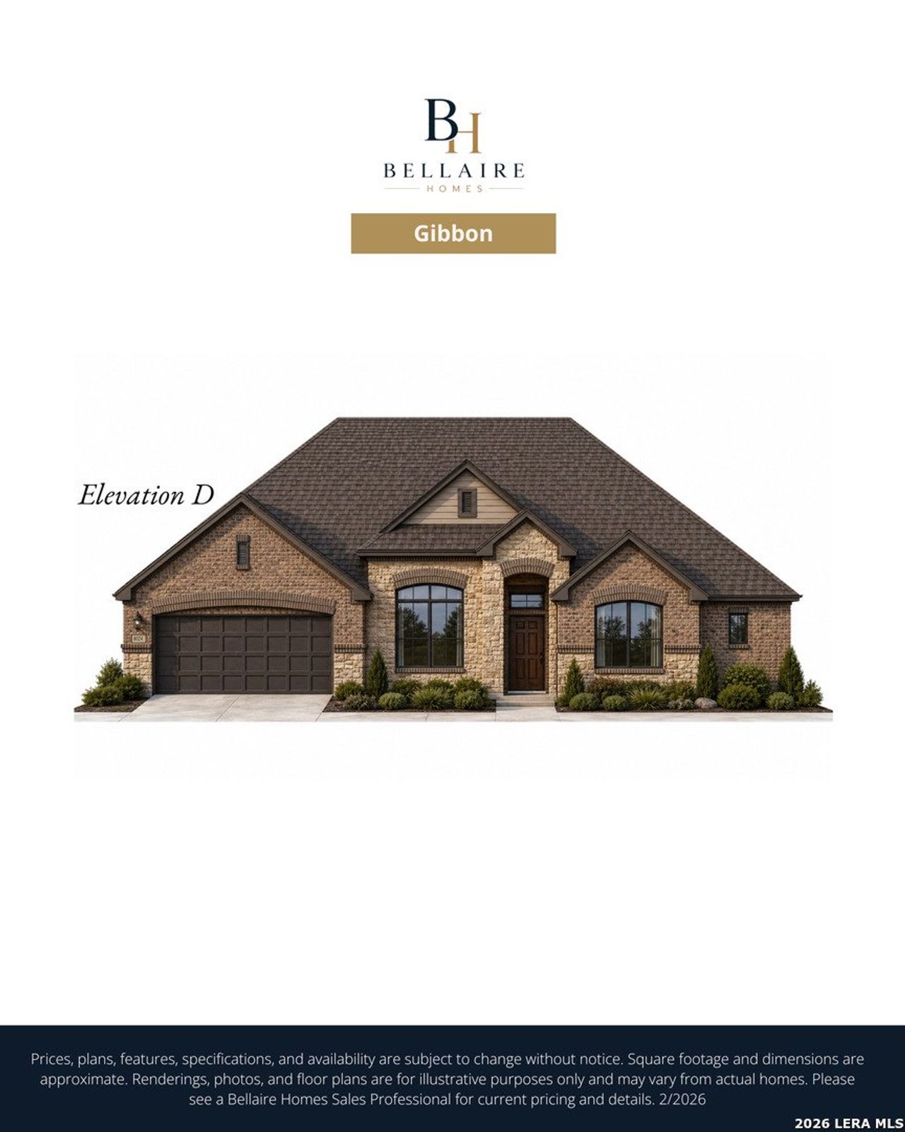 Exterior rendering of this home design in Annabelle Ranch, San Antonio, TX (Image 2).