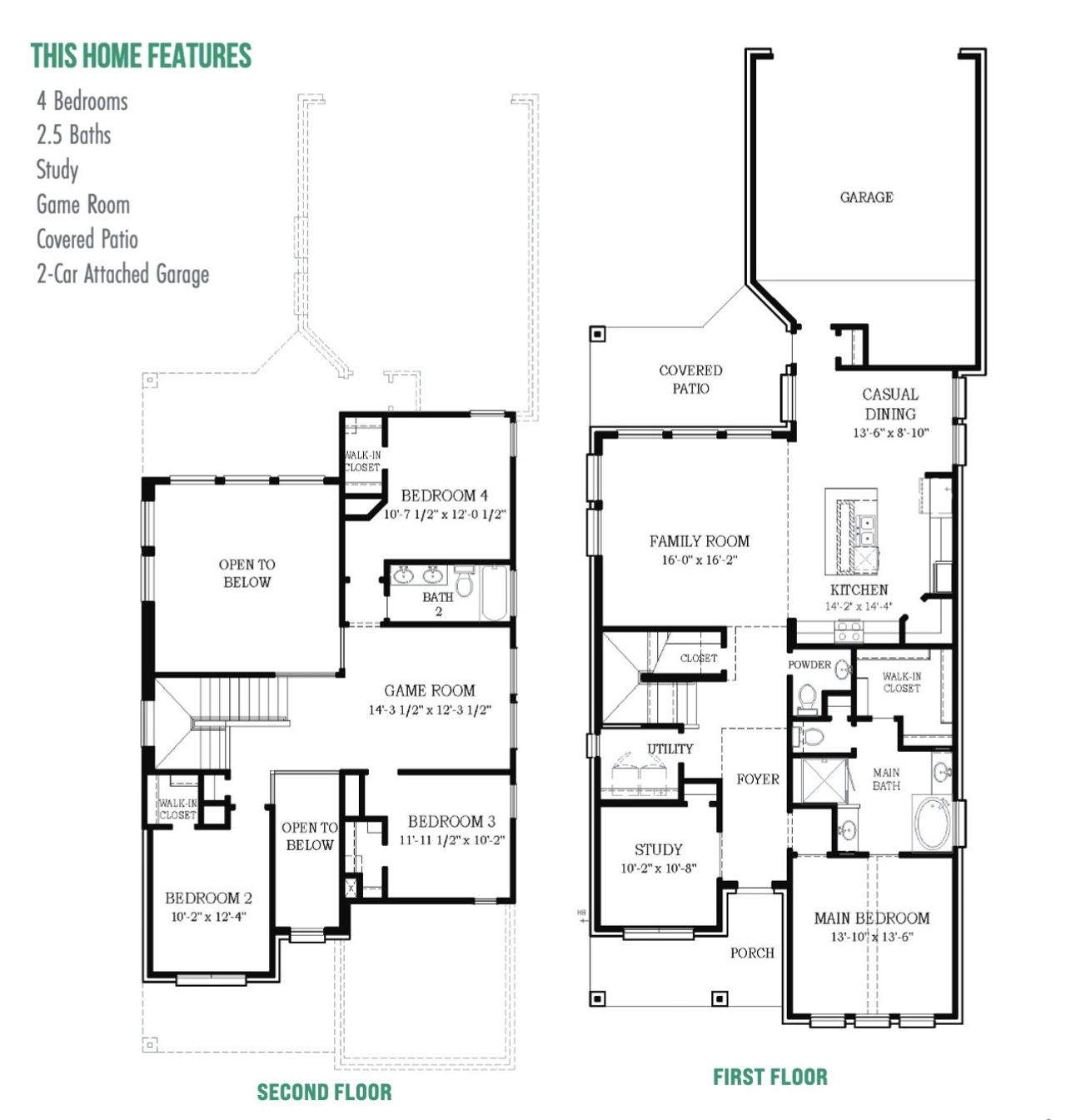 2D floor plan layout of this home in Riceland 42s, Mont Belvieu, TX (Image 2).