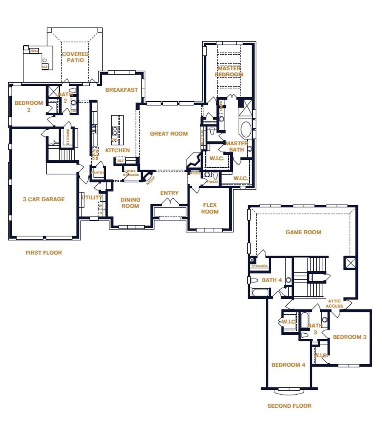 2D floor plan layout for the Mitchell by Sitterle Homes in Belle Oaks, Bulverde, TX (Image 2). 2D floor plan layout for the Mitchell by Sitterle Homes in Belle Oaks, Bulverde, TX (Image 2).