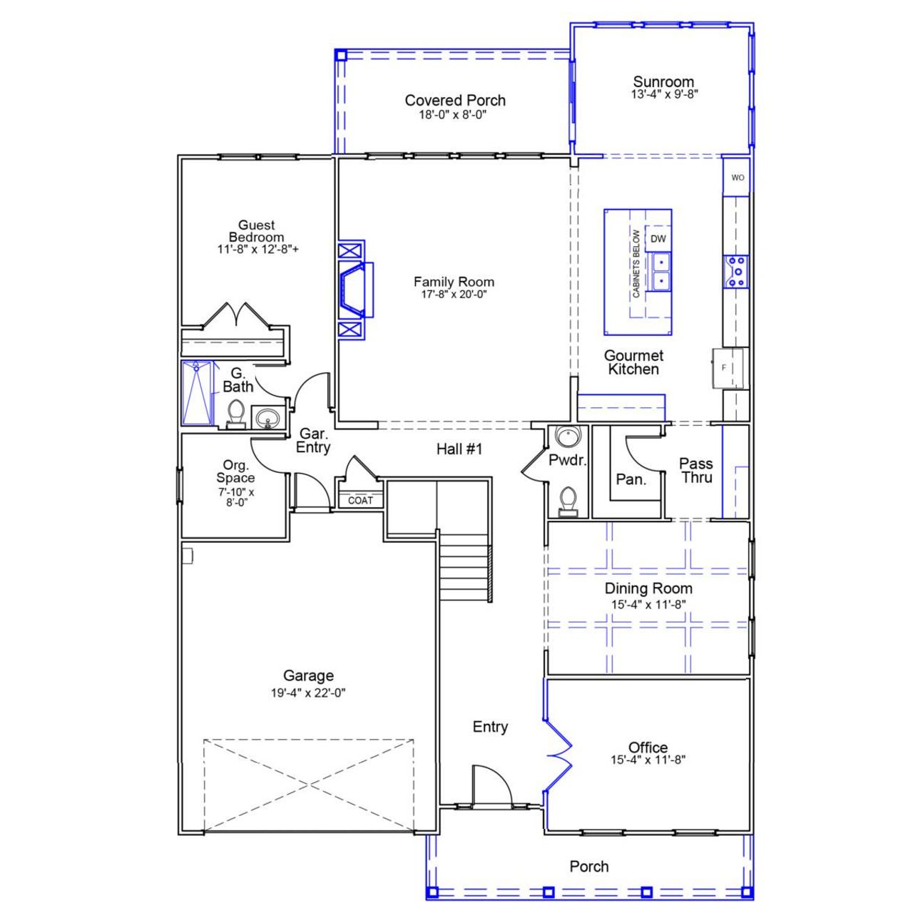 2D floor plan layout of this home in Ridgecrest at Midway, Anderson, SC (Image 2).