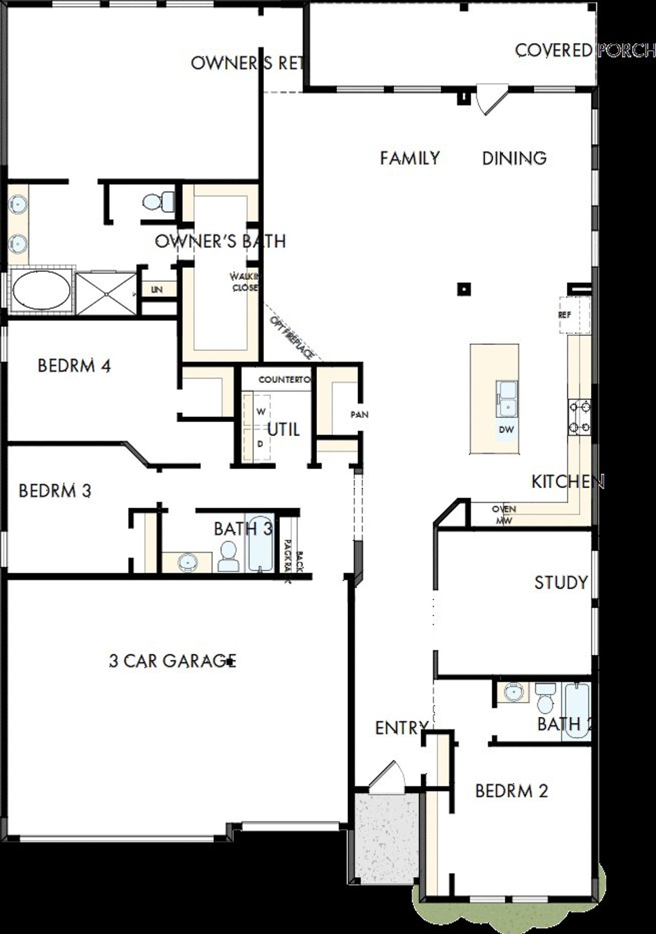 2D floor plan layout of this home in Myrtle Creek, Waxahachie, TX (Image 2).