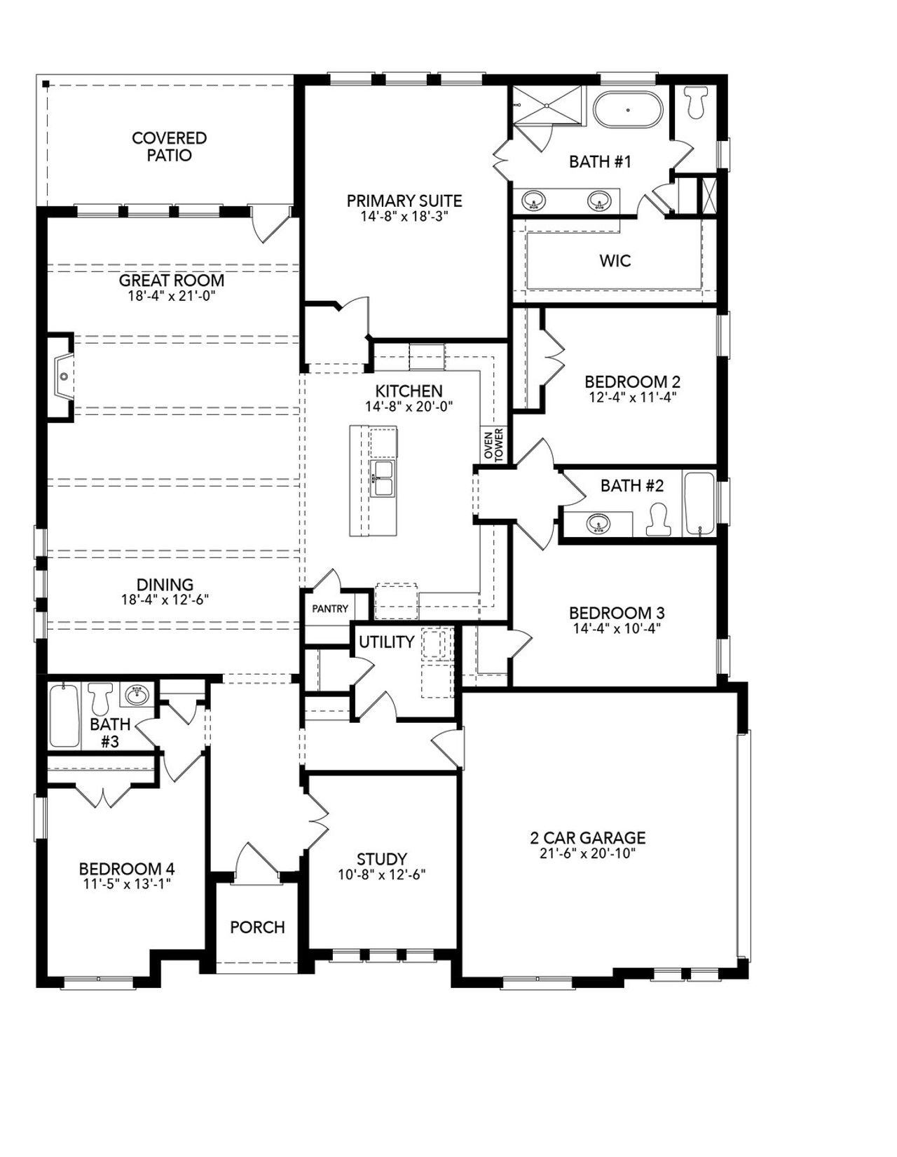 2D floor plan layout of this home in Sheppard's Place, Waxahachie, TX (Image 2).