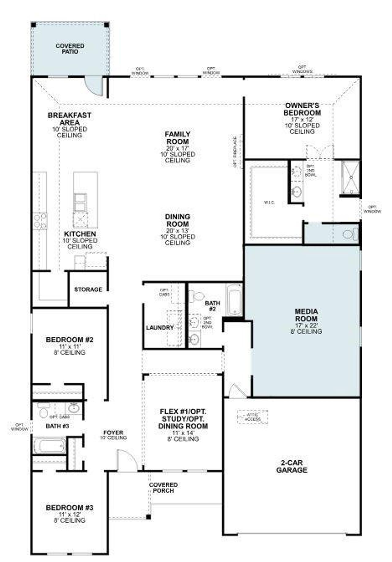2D floor plan layout of this home in Kings Way, Denton, TX (Image 2).