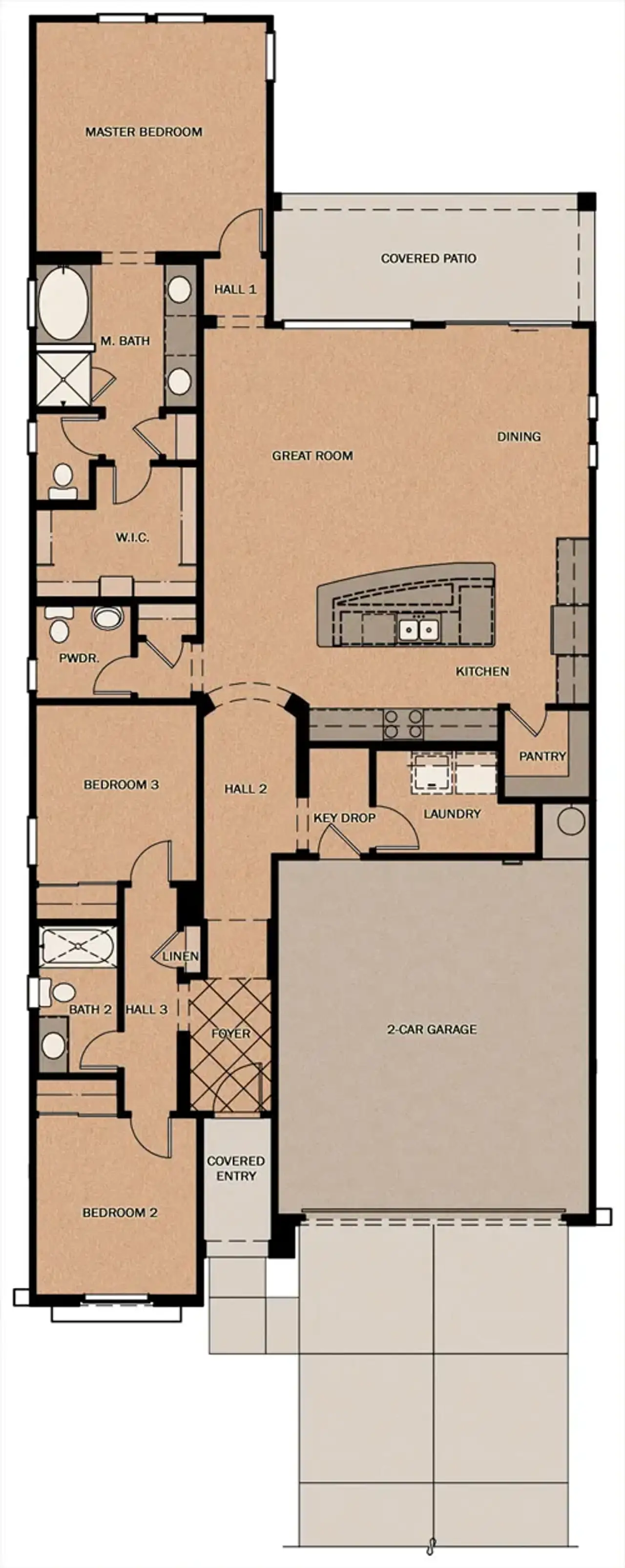 2D floor plan layout of this home in Calistoga at Promenade, San Tan Valley, AZ (Image 2).