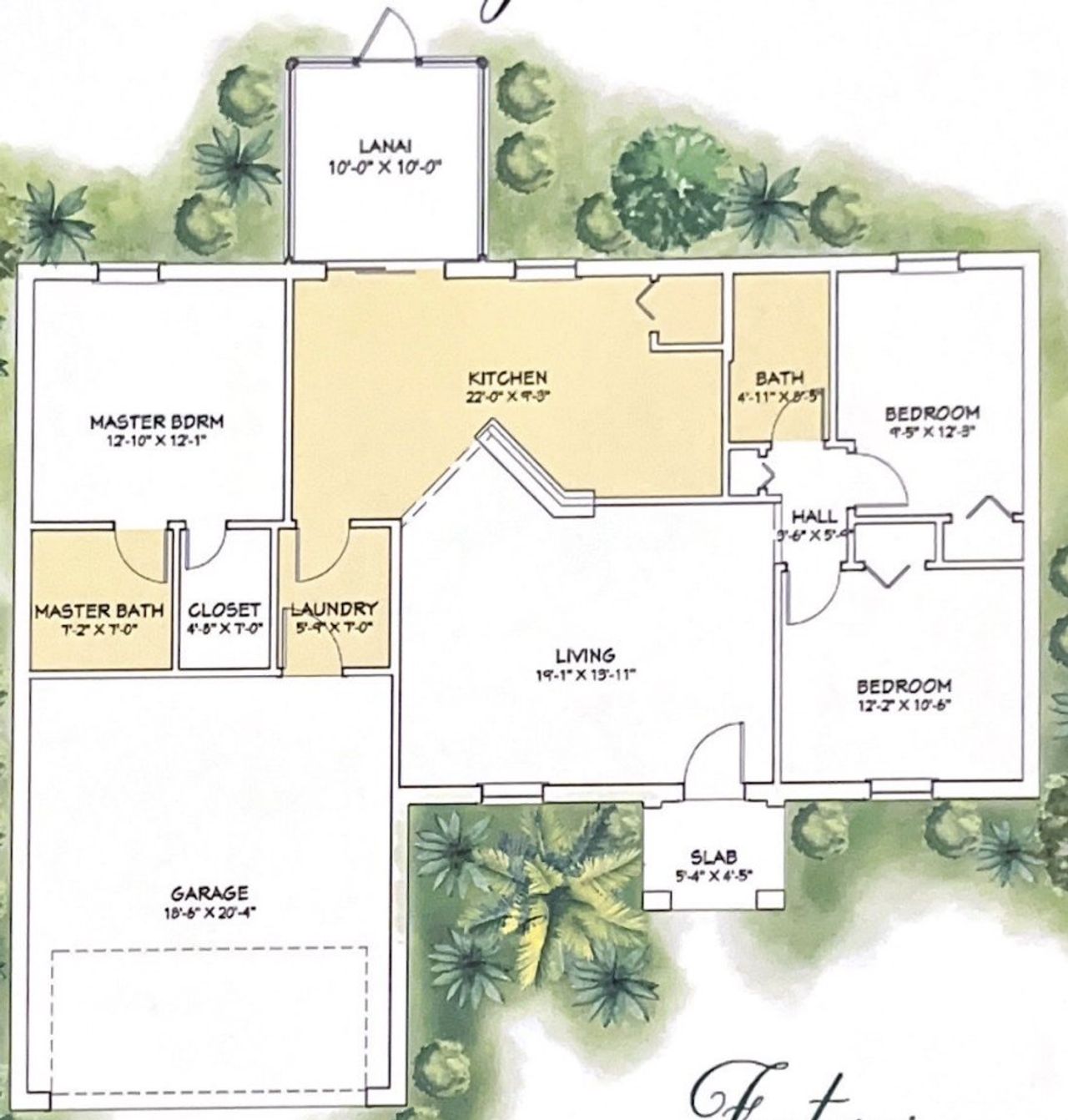 2D floor plan layout for the Bridget II by Perfect Deed Homes in Marion Oaks, Ocala, FL (Image 2).