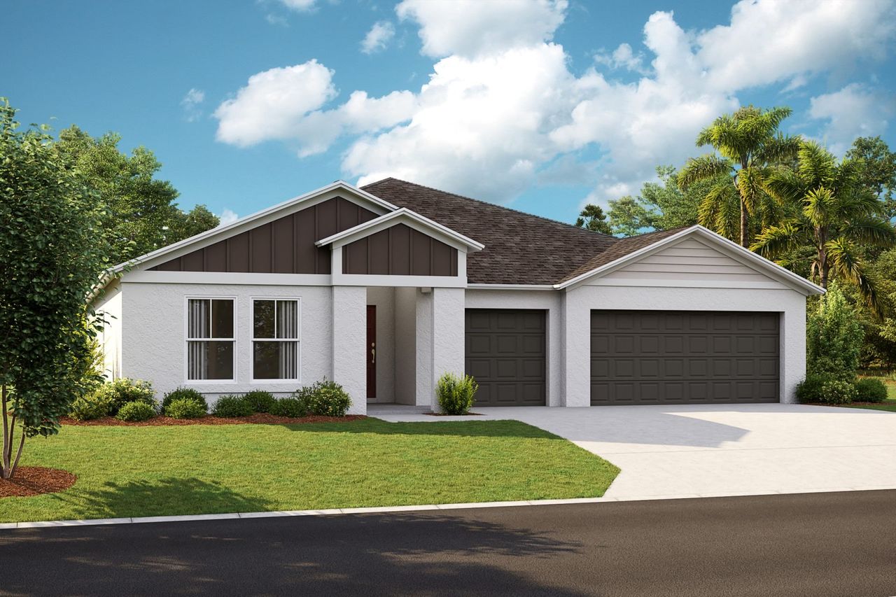 Representative exterior photo of a completed home built from the Rosa by Casa Fresca Homes in Harmony at Lake Eloise, Winter Haven, FL (Image 2).