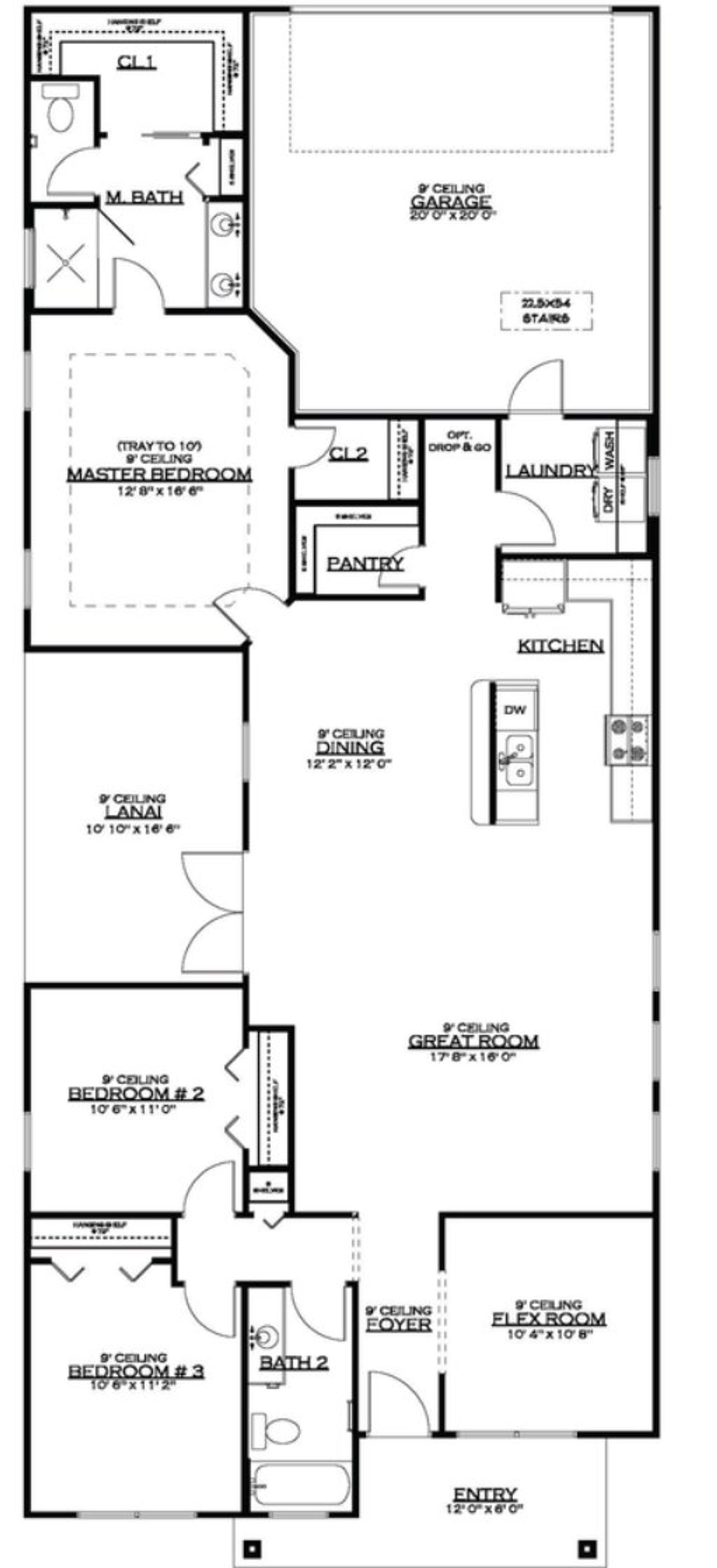 2D floor plan layout for the Torino by The Emmer Group in Lugano, Gainesville, FL (Image 2).