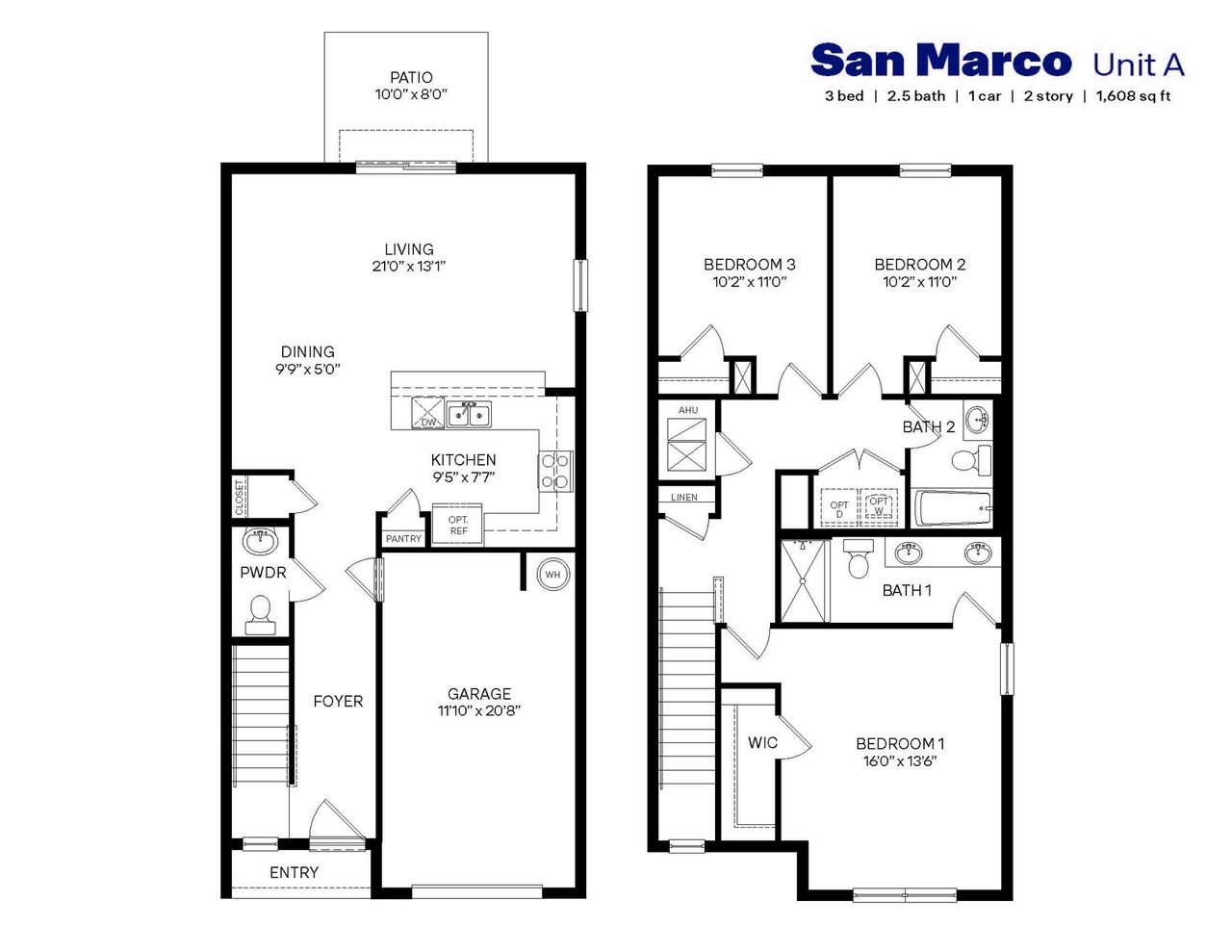 2D floor plan layout for the San Marco Interior by D.R. Horton in Venetian Grove, Vero Beach, FL (Image 2).