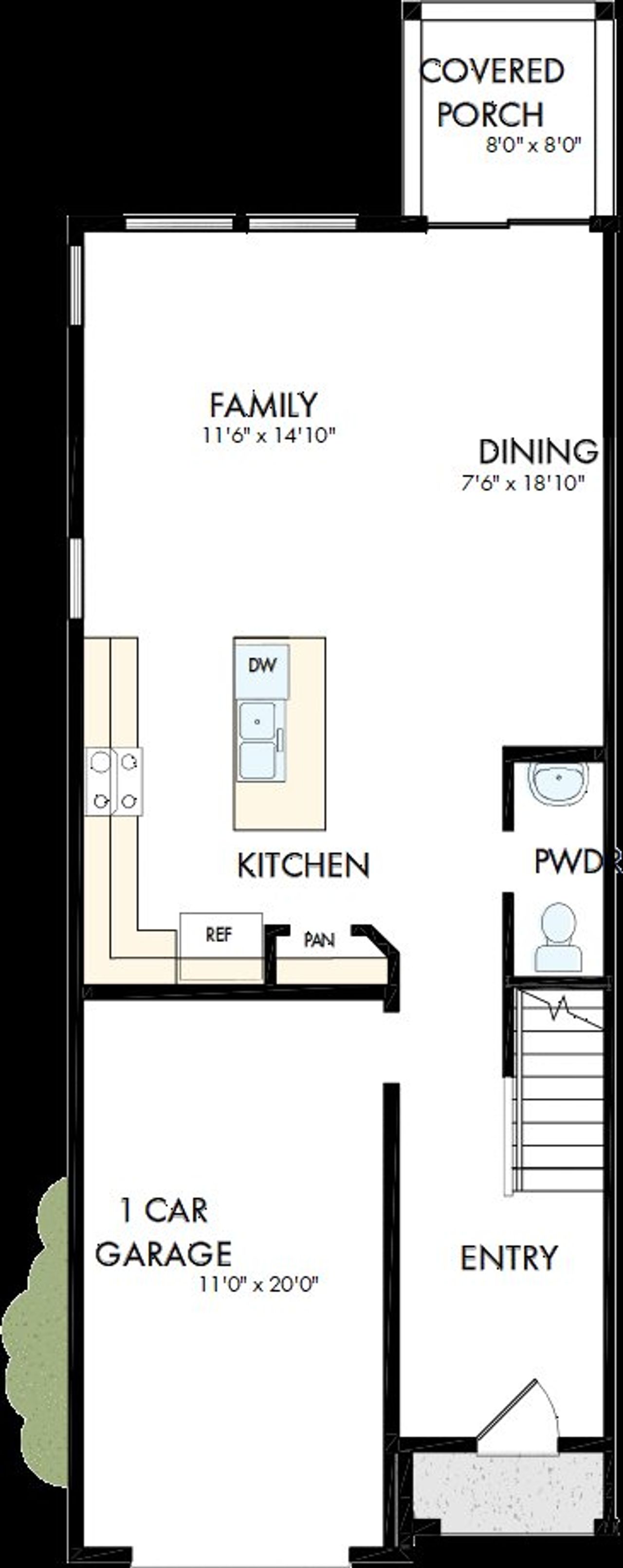 2D floor plan layout of this home in Nexus Townhomes, Gallatin, TN (Image 2).