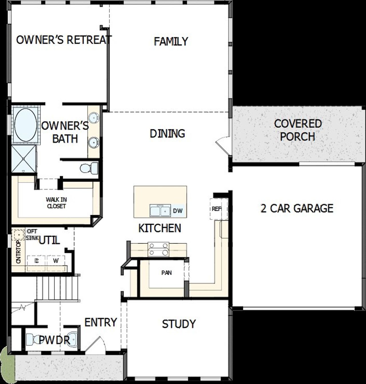 2D floor plan layout of this home in Easthaven at Bridgeland Central - Horizon Collection, Cypress, TX (Image 2).