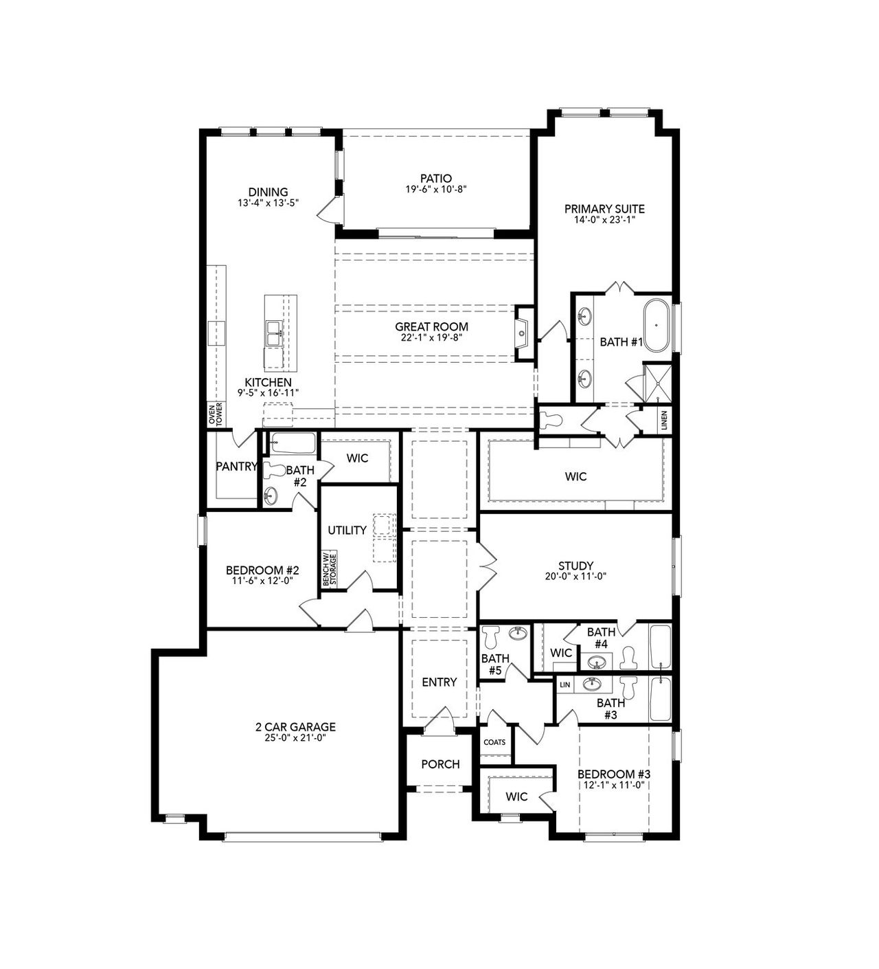 2D floor plan layout of this home in Timberbrook, Justin, TX (Image 2).