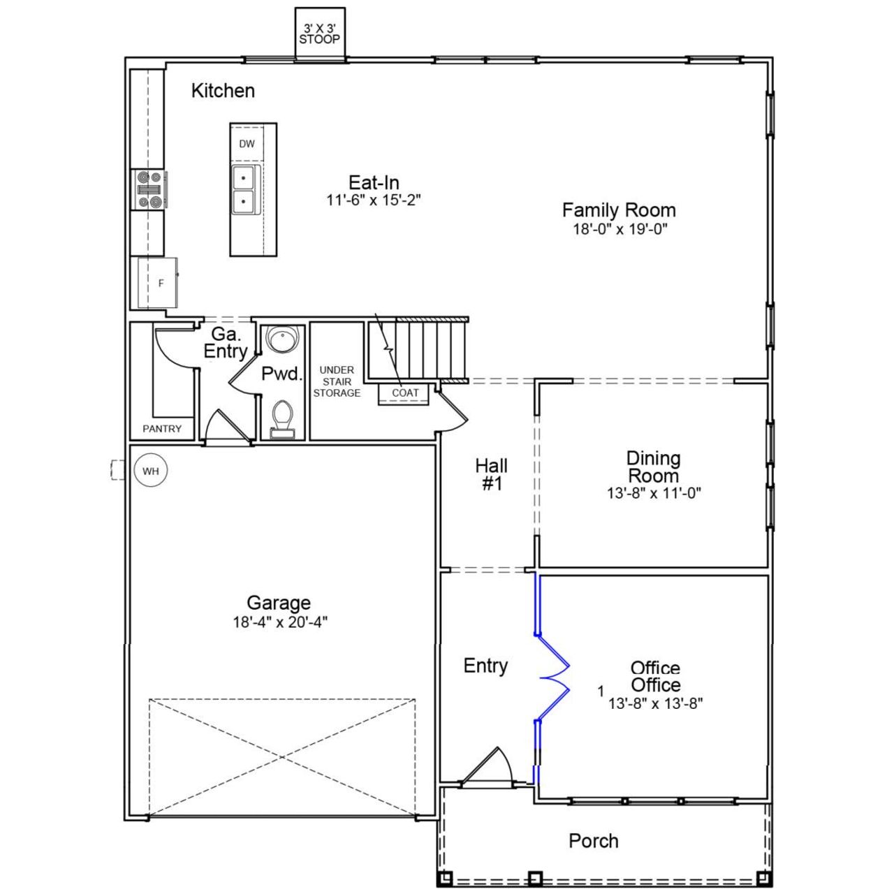 2D floor plan layout of this home in Leander Lee Preserve, Lillington, NC (Image 2).