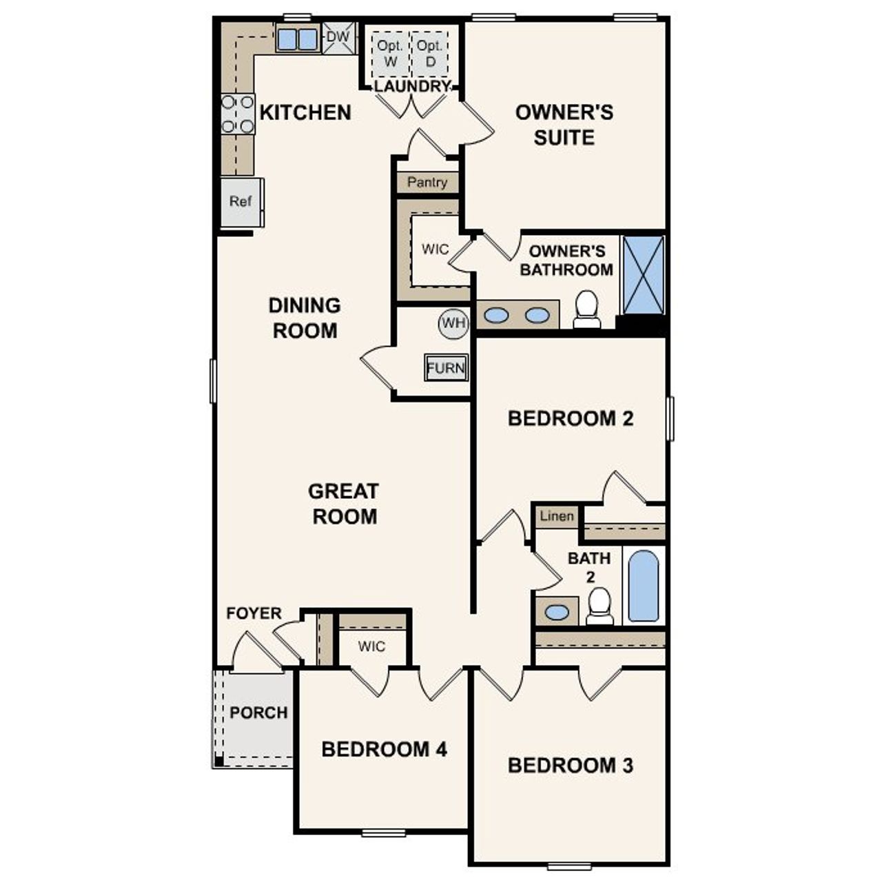 2D floor plan layout of this home in Daytona North, Bunnell, FL (Image 2).