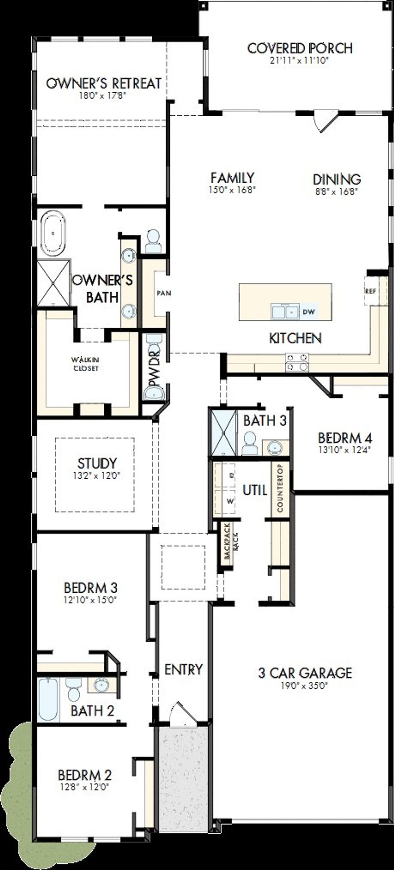 2D floor plan layout of this home in The George - Enclave Collection, Richmond, TX (Image 2).