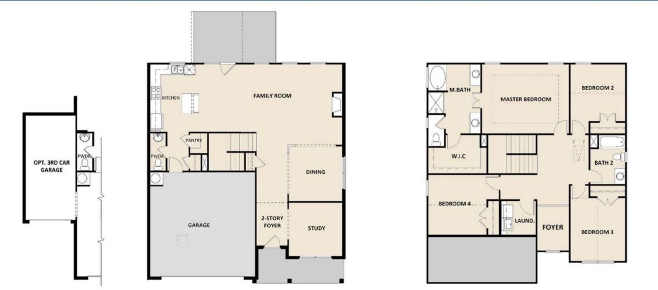 2D floor plan layout for the Heron Cottage by McKinley Homes in Clark Farms, Flowery Branch, GA (Image 2). 2D floor plan layout for the Heron Cottage by McKinley Homes in Clark Farms, Flowery Branch, GA (Image 2).
