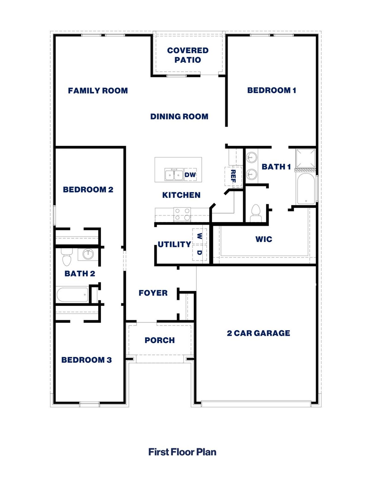 2D floor plan layout of this home in Sunterra Lakes, Brookshire, TX (Image 2).