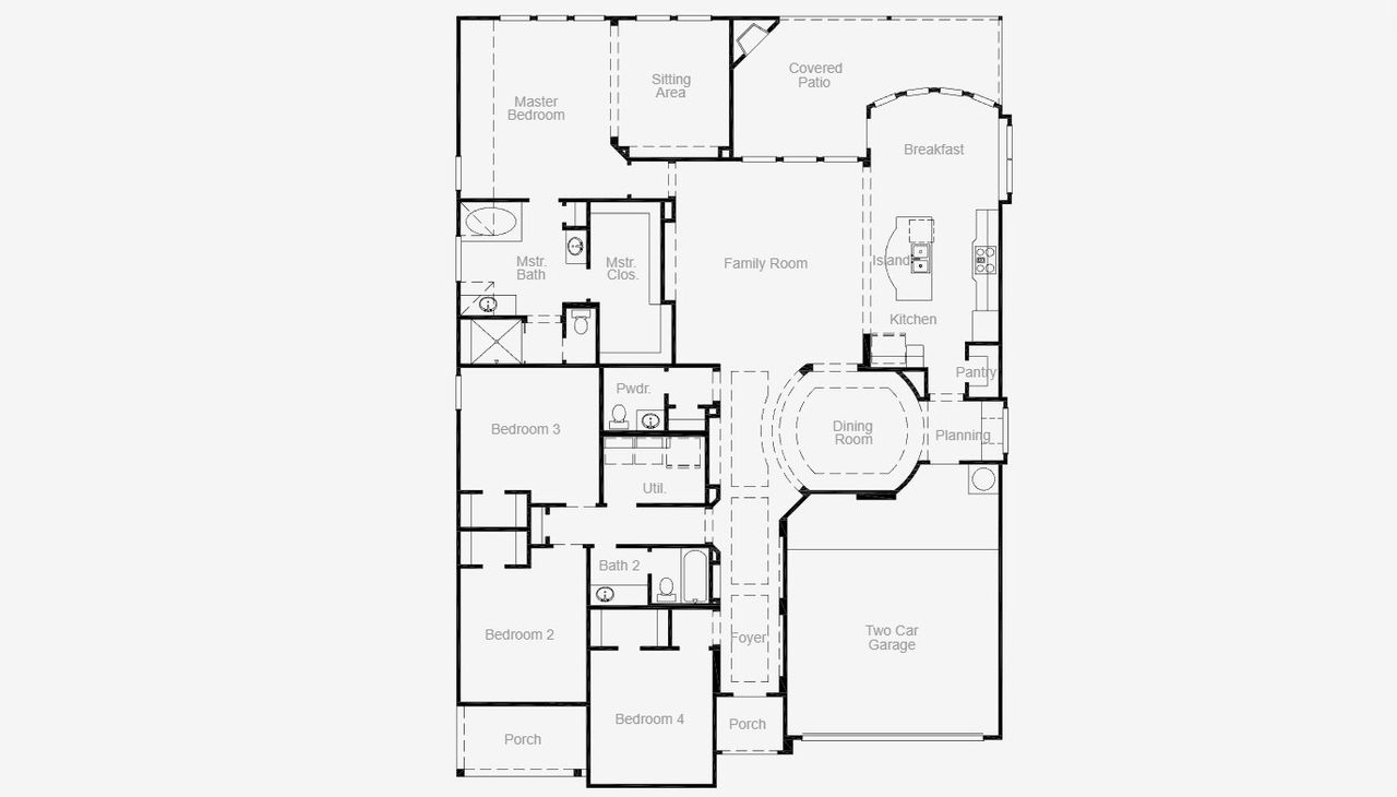 2D floor plan layout for the Toledo Bend II by Coventry Homes in Hillside Village 60', Celina, TX (Image 2).
