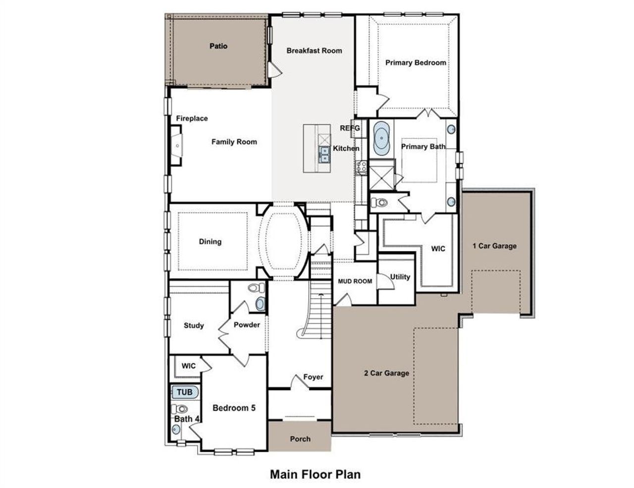 2D floor plan layout of this home in Eagle's Estates, Burleson, TX (Image 2).