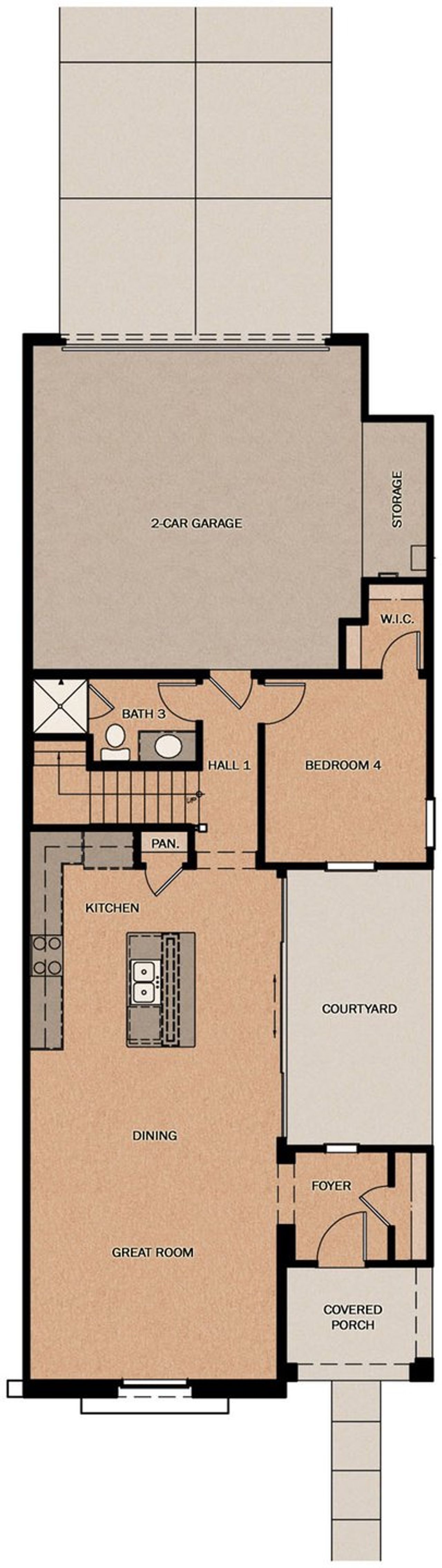 2D floor plan layout of this home in San Francisco at Prasada, Surprise, AZ (Image 2).