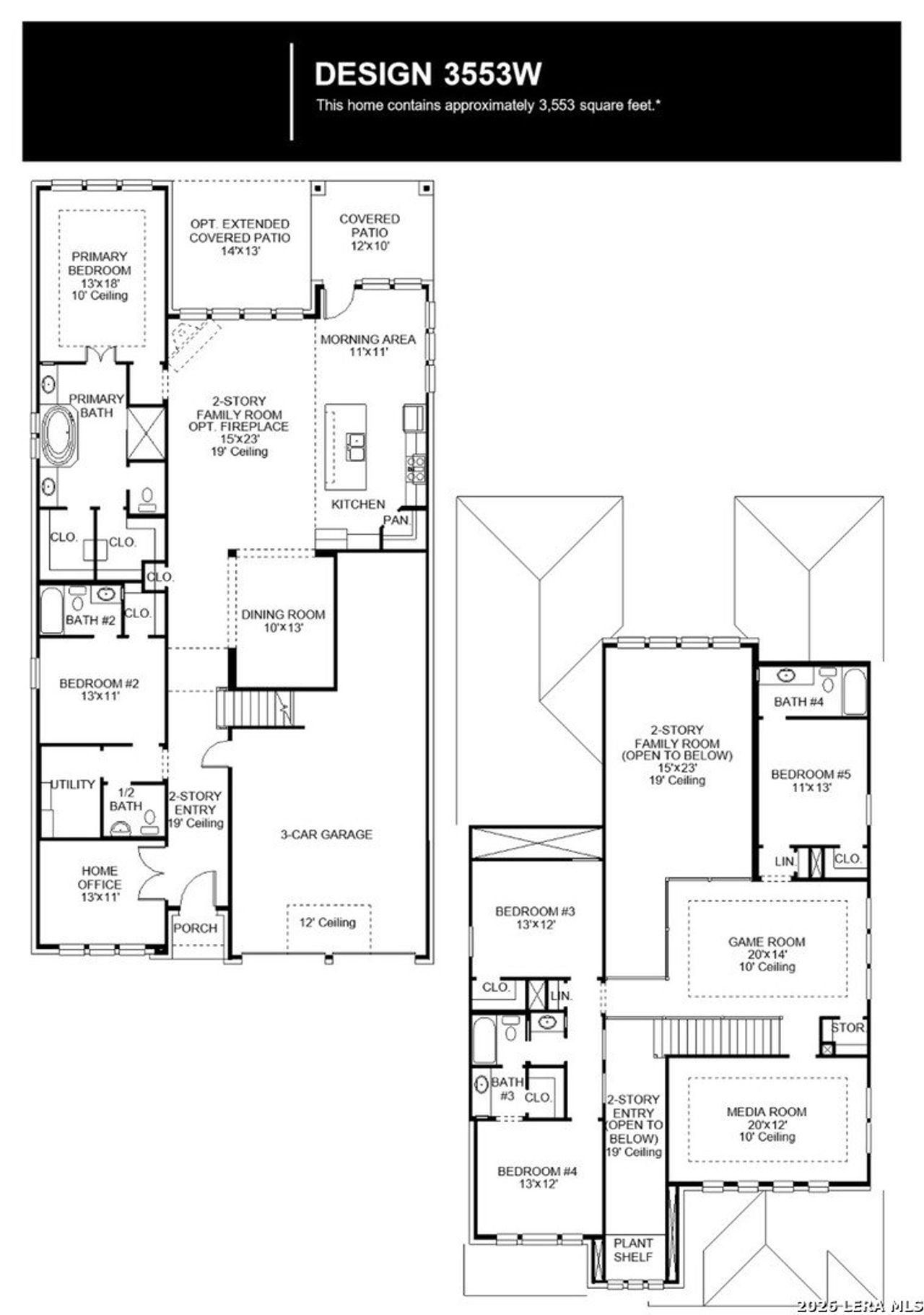 2D floor plan layout of this home in Legacy at Lake Dunlap, New Braunfels, TX (Image 2).