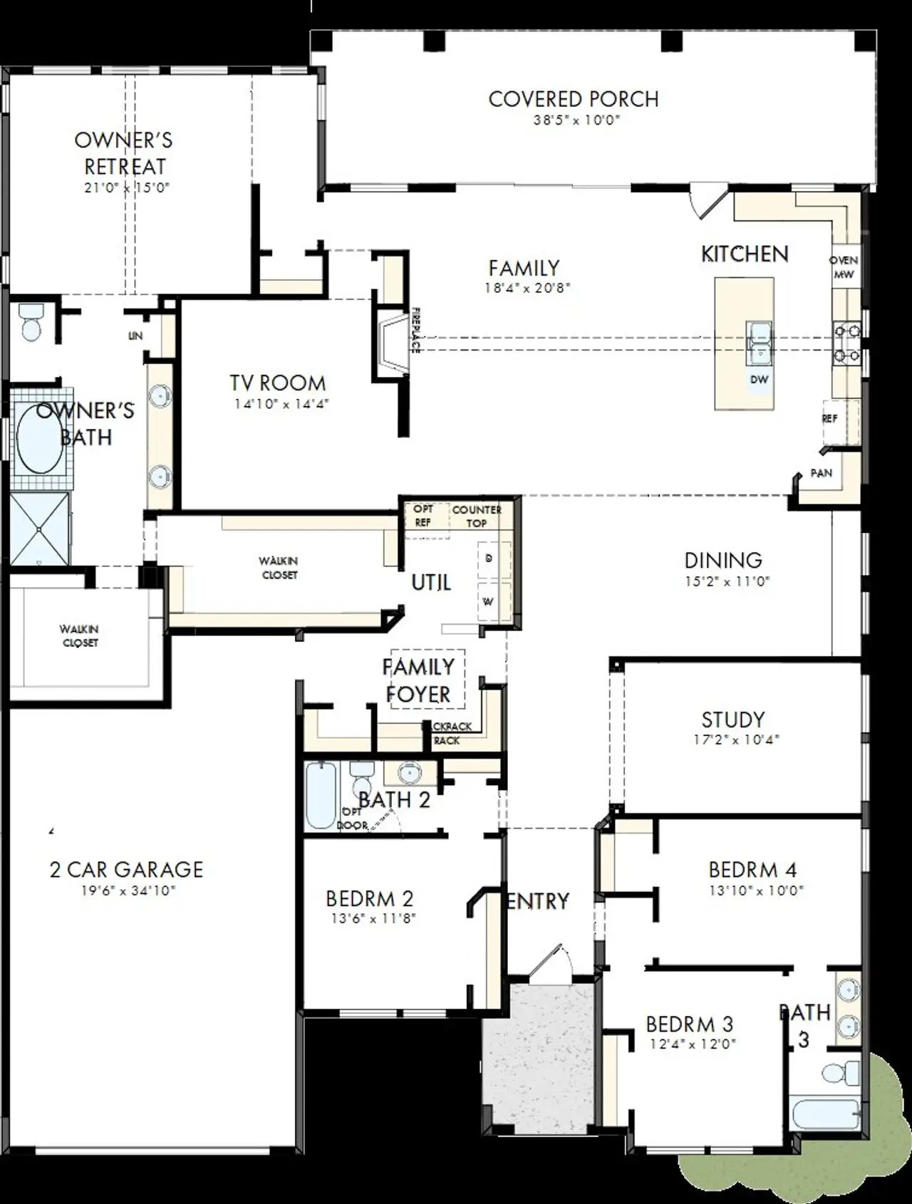 2D floor plan layout of this home in Redden Farms - Manor Series, Midlothian, TX (Image 2). 2D floor plan layout of this home in Redden Farms - Manor Series, Midlothian, TX (Image 2).