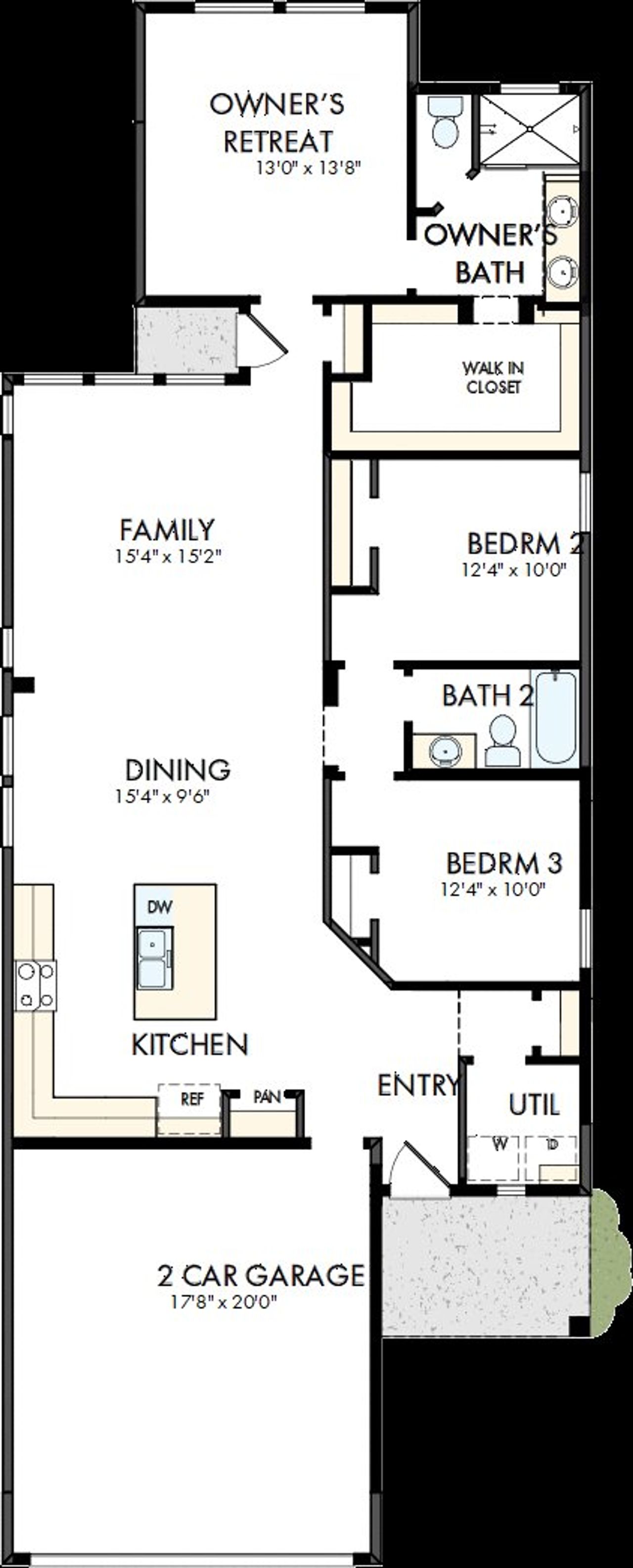 2D floor plan layout of this home in The Grand Prairie - Meadow Collection, Hockley, TX (Image 2).