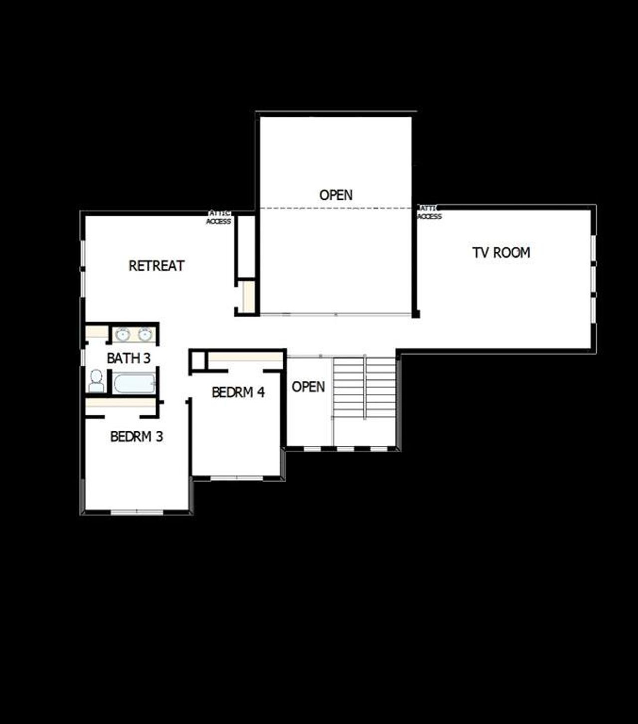 2D floor plan layout of this home in Northshore at Lakewood Village - Classic Series, Lakewood Village, TX (Image 2). 2D floor plan layout of this home in Northshore at Lakewood Village - Classic Series, Lakewood Village, TX (Image 2).