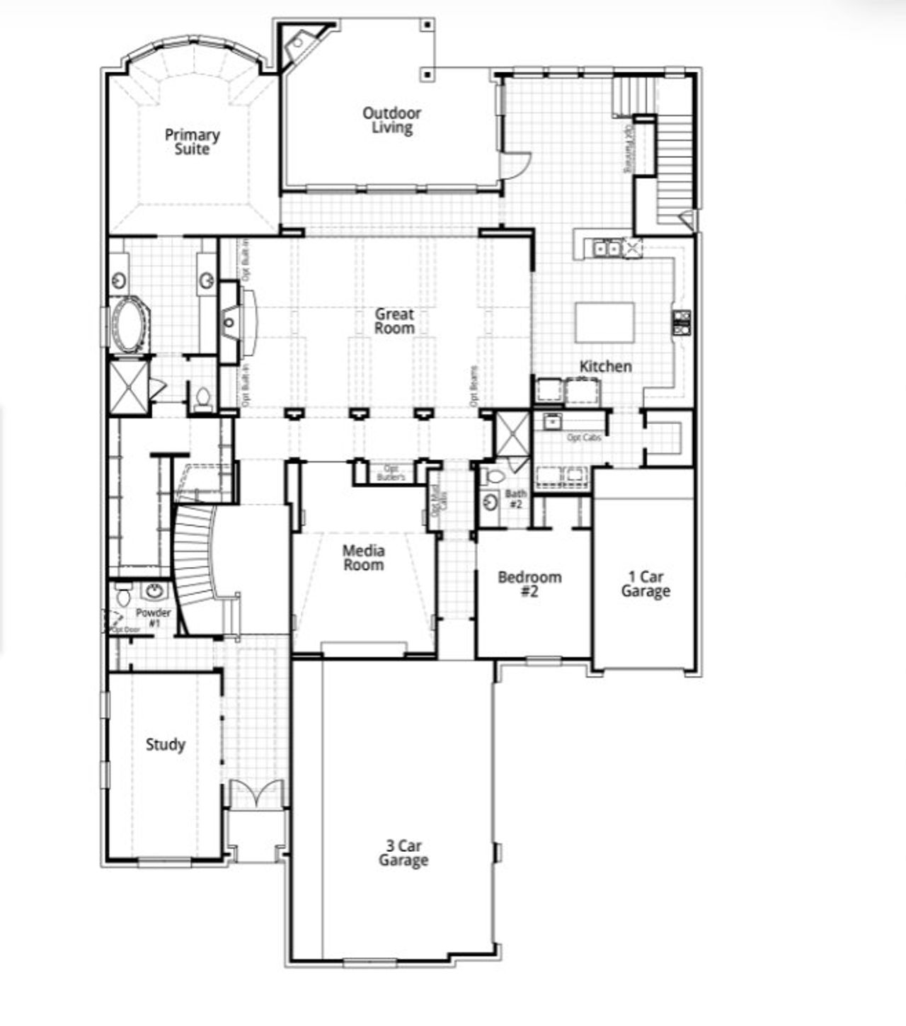 2D floor plan layout for the 618.125 Plan by Highland Homes in The Grove Frisco: 95ft. lots, Frisco, TX (Image 2).