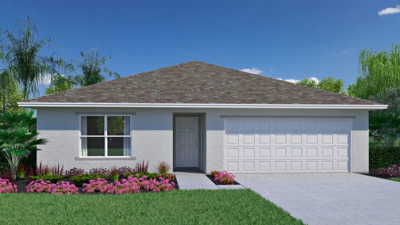 Representative exterior photo of a completed home built from the Palmetto by Holiday Builders in Mallard Landing, Okeechobee, FL (Image 2).