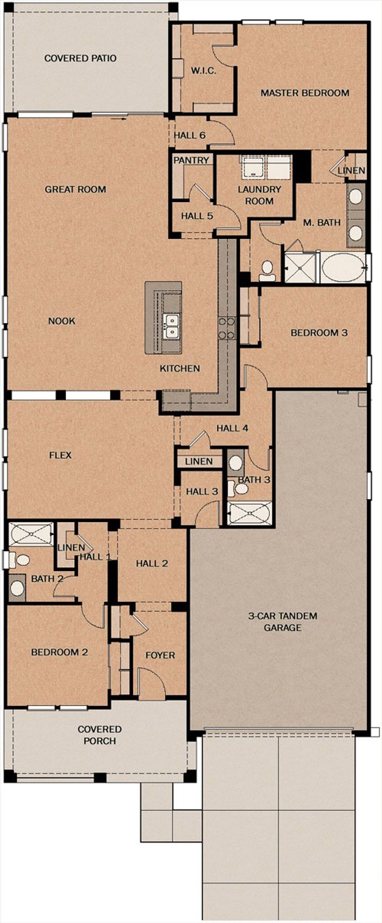 2D floor plan layout of this home in Silverado at Enclave, Litchfield Park, AZ (Image 2).
