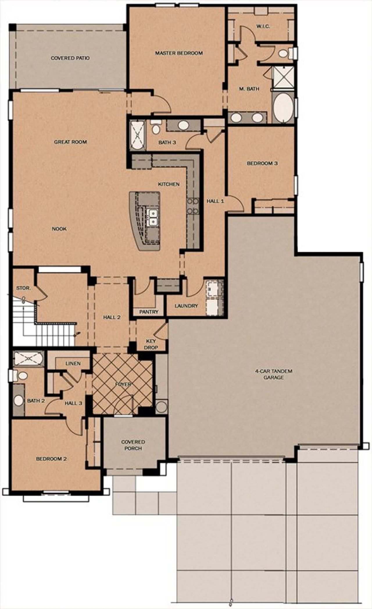 2D floor plan layout for the Harris Beach Super Garage w/Loft by Fulton Homes in Sonoma Coast at Escalante, Surprise, AZ (Image 2).