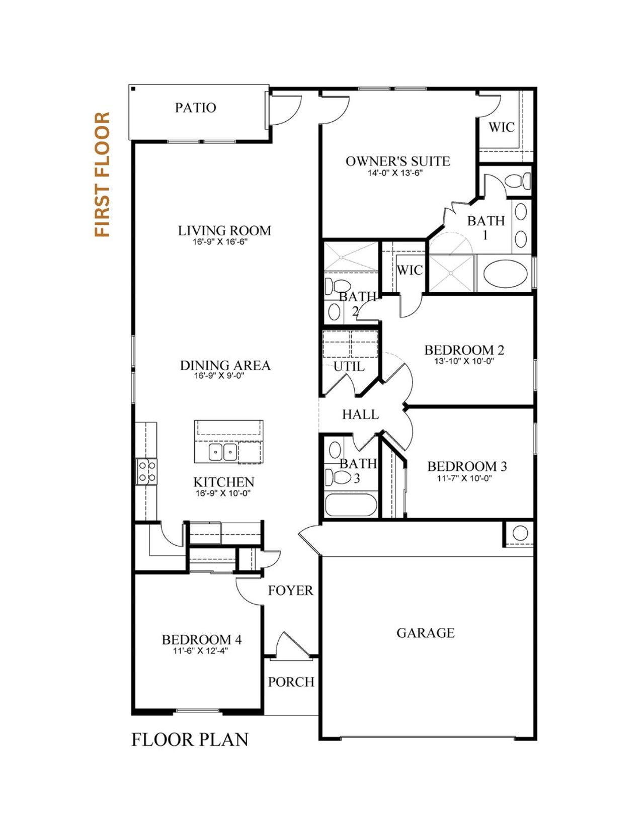 2D floor plan layout for the Myrtle 1687 SB by Saratoga Homes in Crosby Farms, Crosby, TX (Image 2). 2D floor plan layout for the Myrtle 1687 SB by Saratoga Homes in Crosby Farms, Crosby, TX (Image 2).