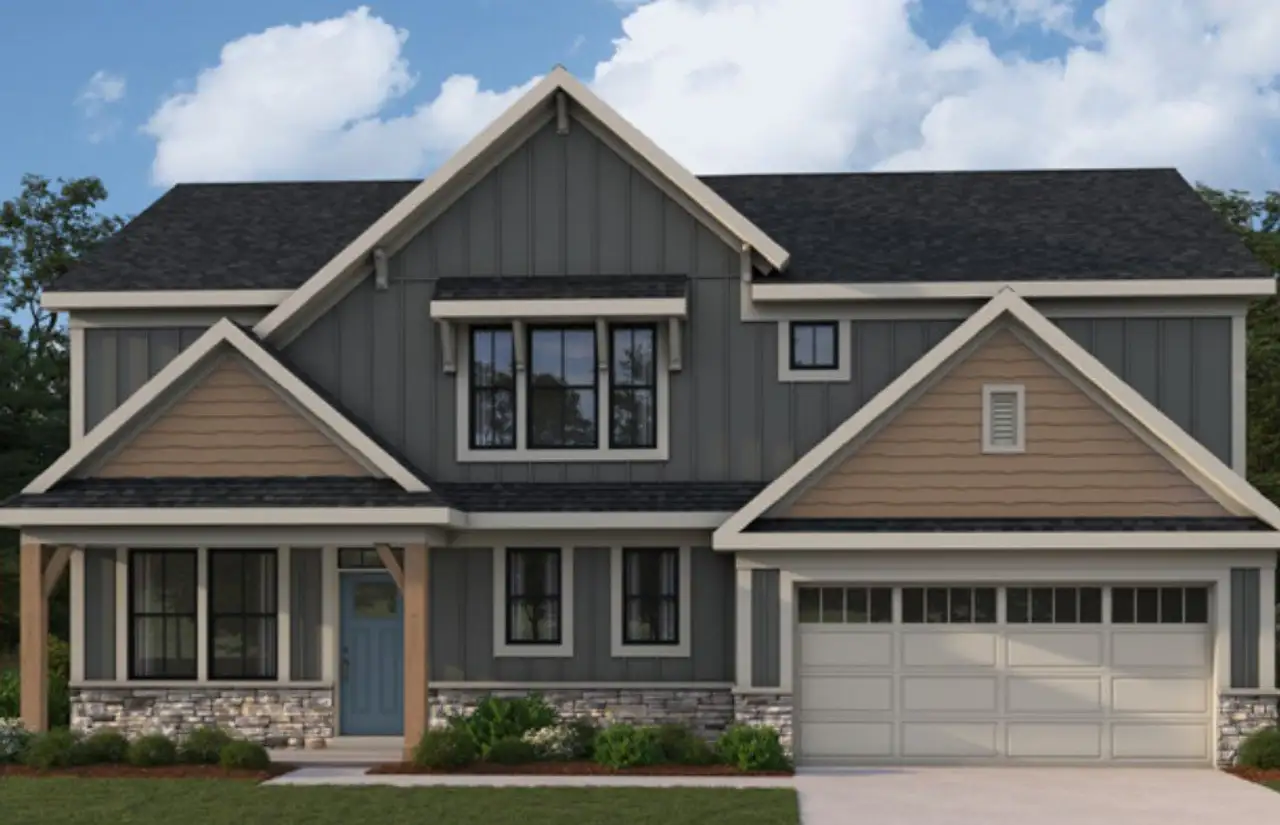 Representative exterior photo of a completed home built from the Wyatt by Fischer Homes in Lochmoor at Savannah Lakes, Hiram, GA (Image 2).