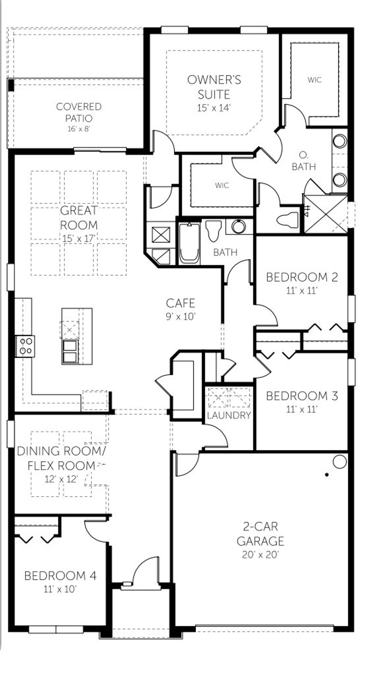 2D floor plan layout for the Poinciana - Single Family Homes by Dream Finders Homes in Lakewood Park, Deland, FL (Image 2).