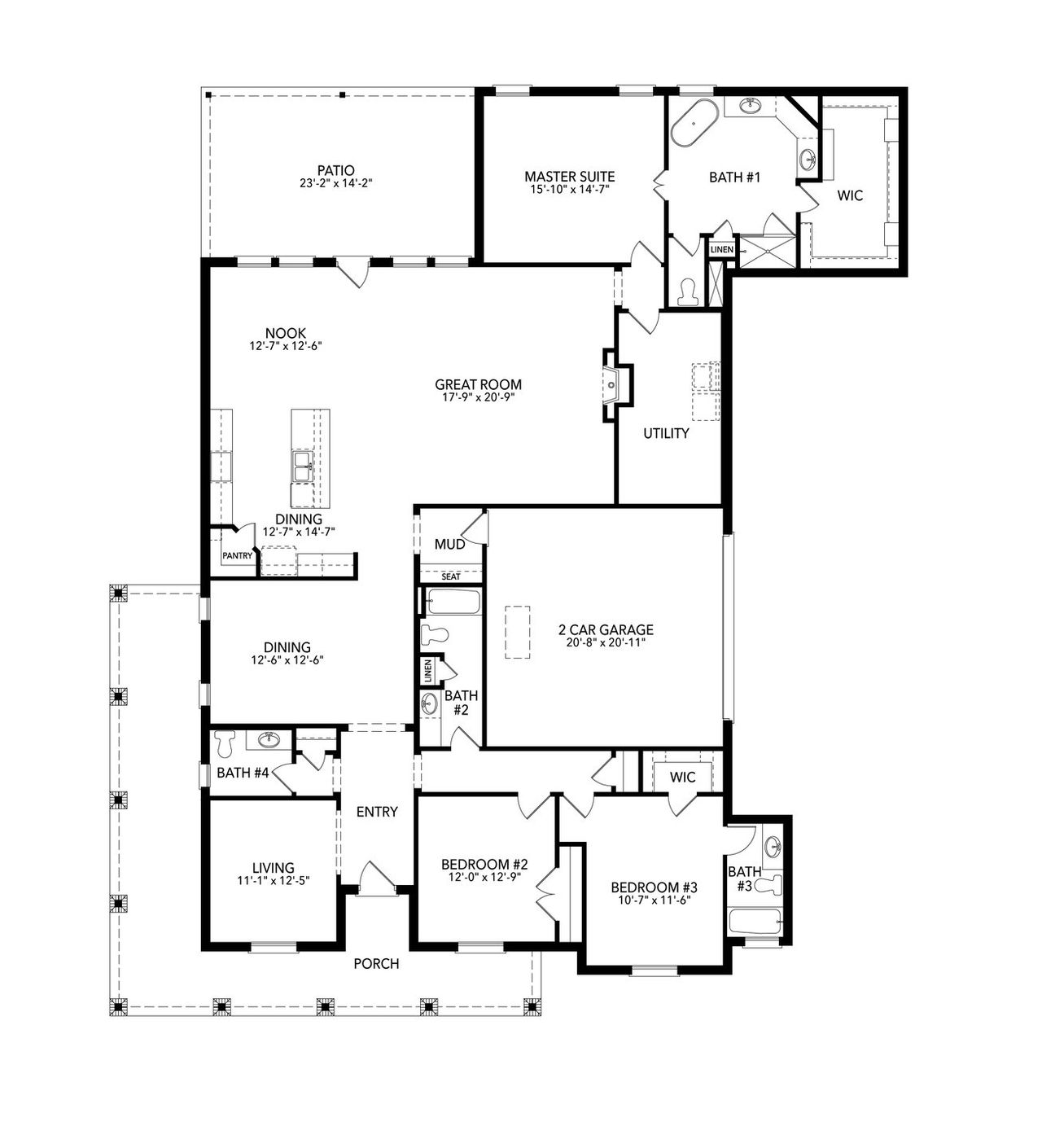 2D floor plan layout for the Henderson by Sandlin Homes in Joshua Meadows, Joshua, TX (Image 2). 2D floor plan layout for the Henderson by Sandlin Homes in Joshua Meadows, Joshua, TX (Image 2).