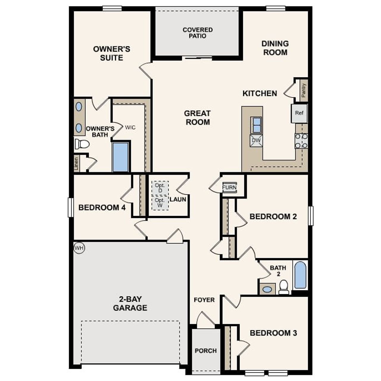 2D floor plan layout of this home in Sun 'N Lake, Sebring, FL (Image 2).
