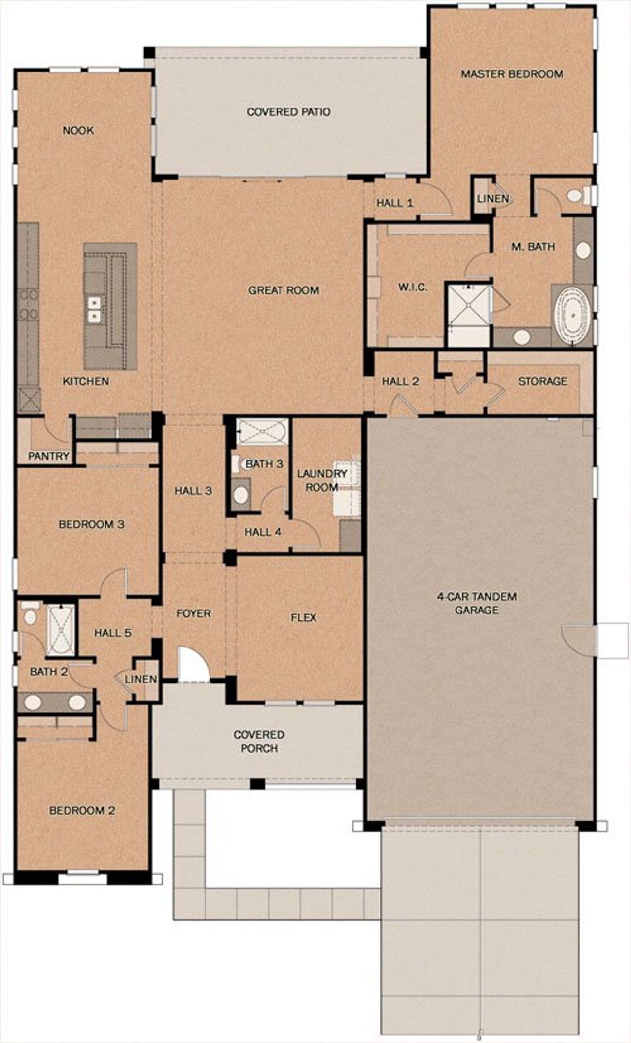 2D floor plan layout of this home in Fields at Barney Farms, Queen Creek, AZ (Image 2).