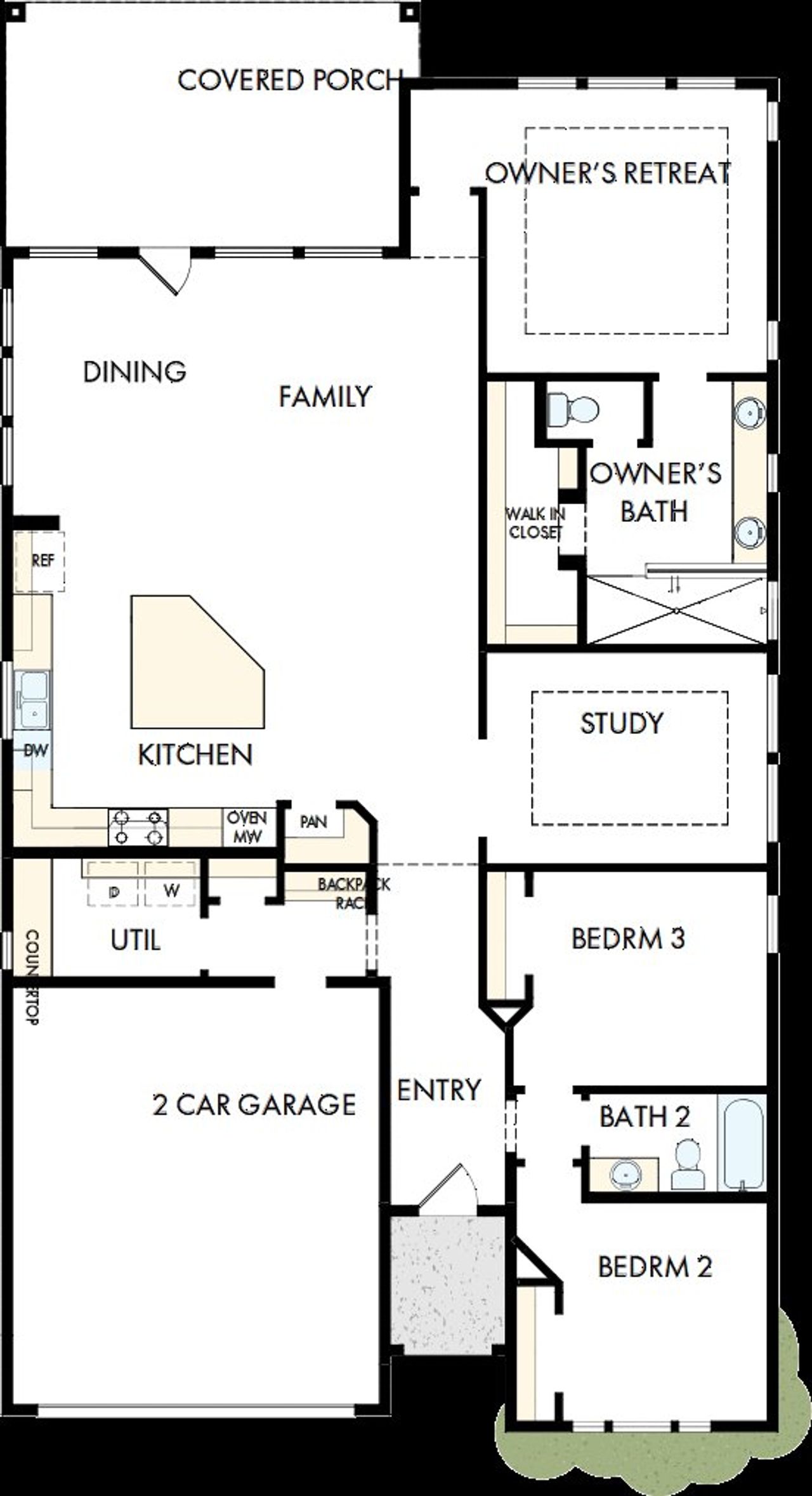 2D floor plan layout of this home in Windsong - Reserve Series, Boerne, TX (Image 2).
