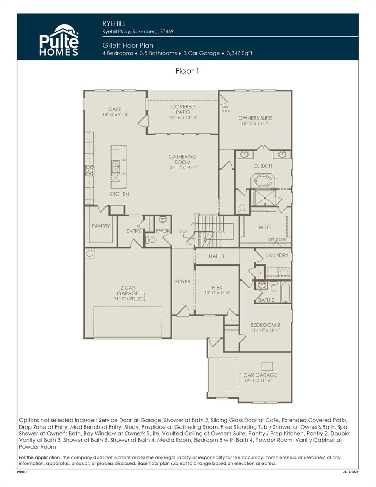 2D floor plan layout of this home in Ryehill, Sugar Land, TX (Image 2).