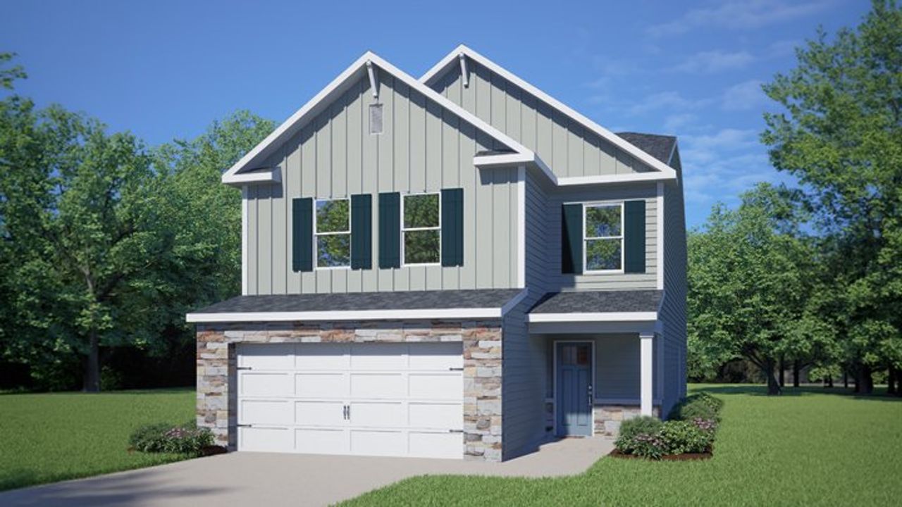 Representative exterior photo of a completed home built from the Walden by D.R. Horton in The Grove at Matthews Landing, Fuquay Varina, NC (Image 2).