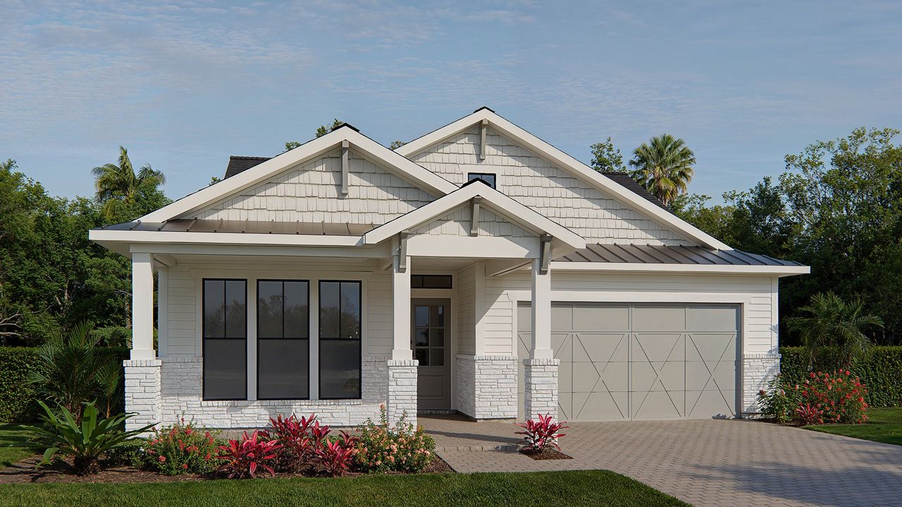 Representative exterior photo of a completed home built from the 2517MC by MasterCraft Builder Group in Madeira, St. Augustine, FL (Image 2). Representative exterior photo of a completed home built from the 2517MC by MasterCraft Builder Group in Madeira, St. Augustine, FL (Image 2).