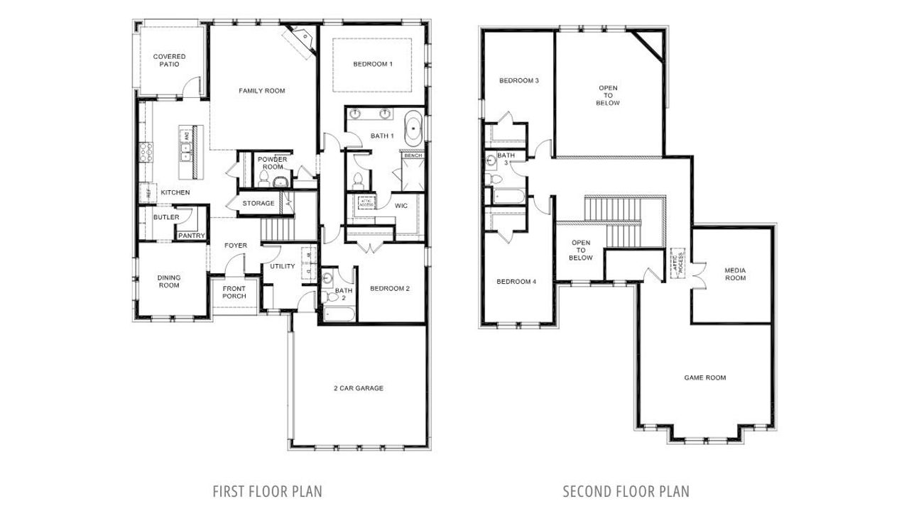 2D floor plan layout of this home in Northside Place, Carrollton, TX (Image 2). 2D floor plan layout of this home in Northside Place, Carrollton, TX (Image 2).