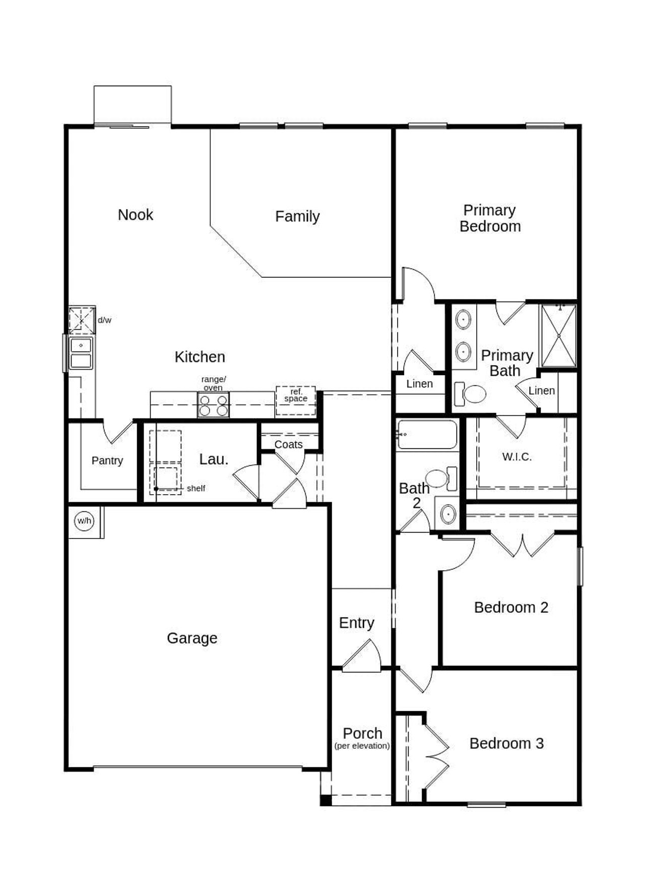 2D floor plan layout of this home in Matthews Ridge, Lillington, NC (Image 2).