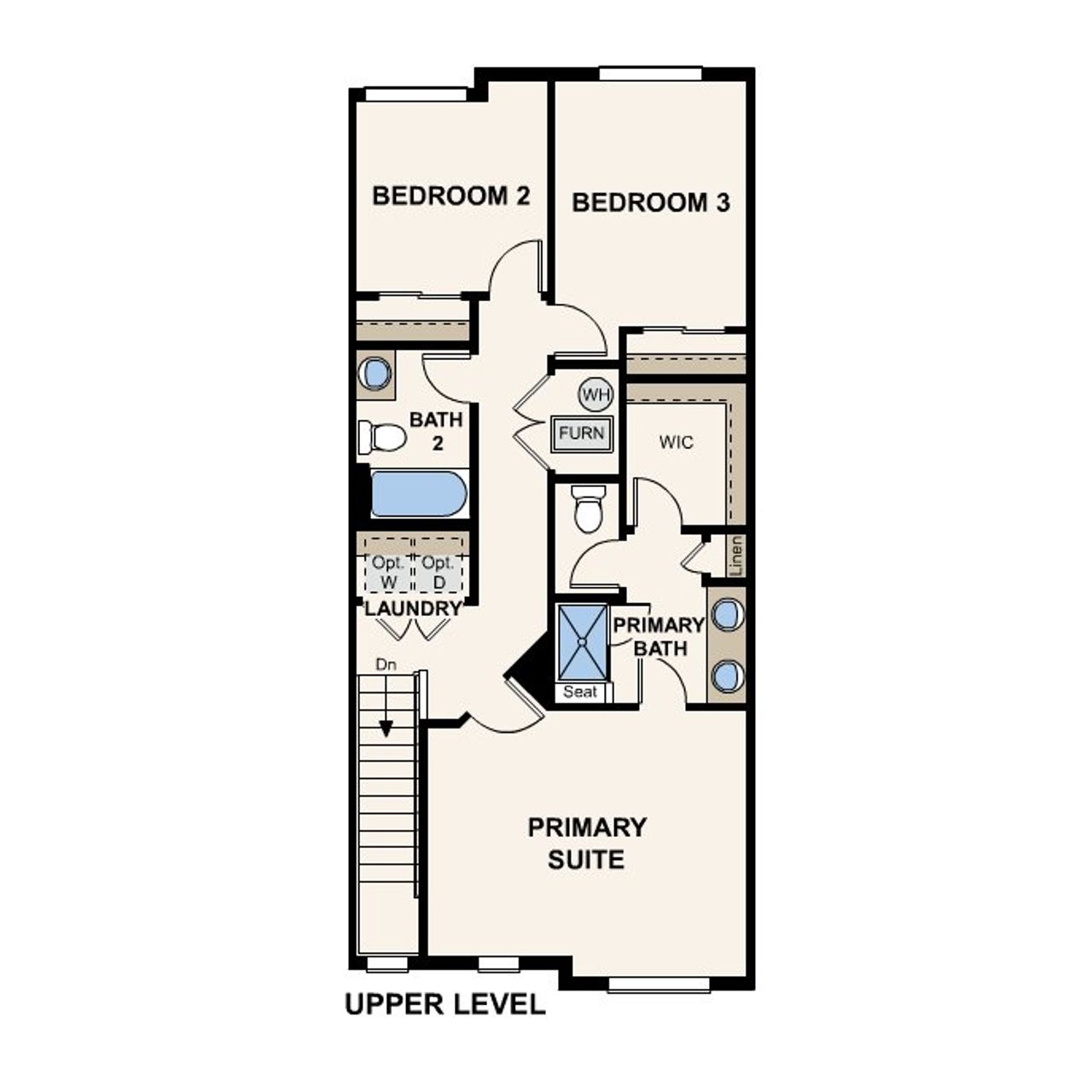 2D floor plan layout of this home in Townes at Skyline Ridge Pacific Collection, Castle Pines, CO (Image 2).