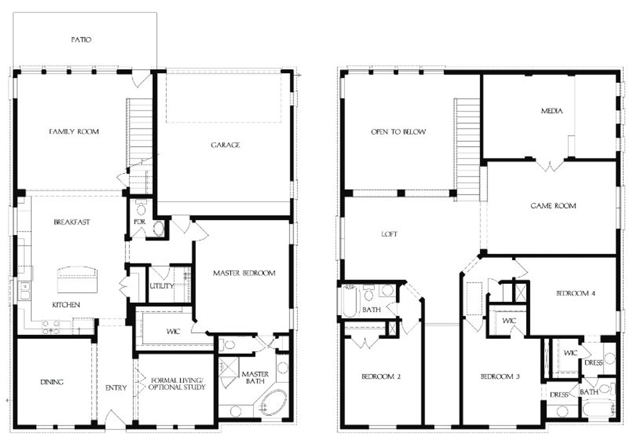2D floor plan layout for the Heights - 50' Lot by J. Kyle Homes in Lakeland Heights in Bridgeland, Cypress, TX (Image 2). 2D floor plan layout for the Heights - 50' Lot by J. Kyle Homes in Lakeland Heights in Bridgeland, Cypress, TX (Image 2).